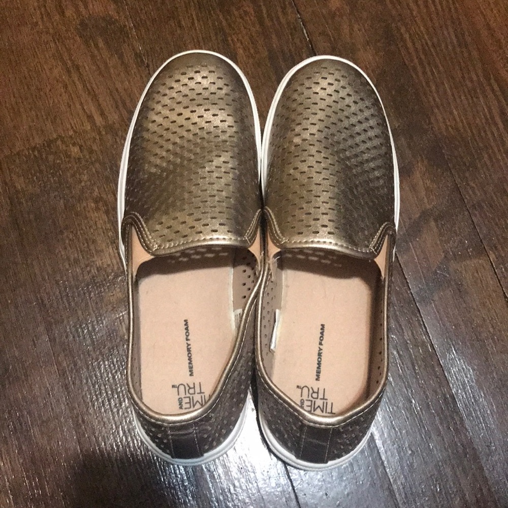 Gold slip on shoes